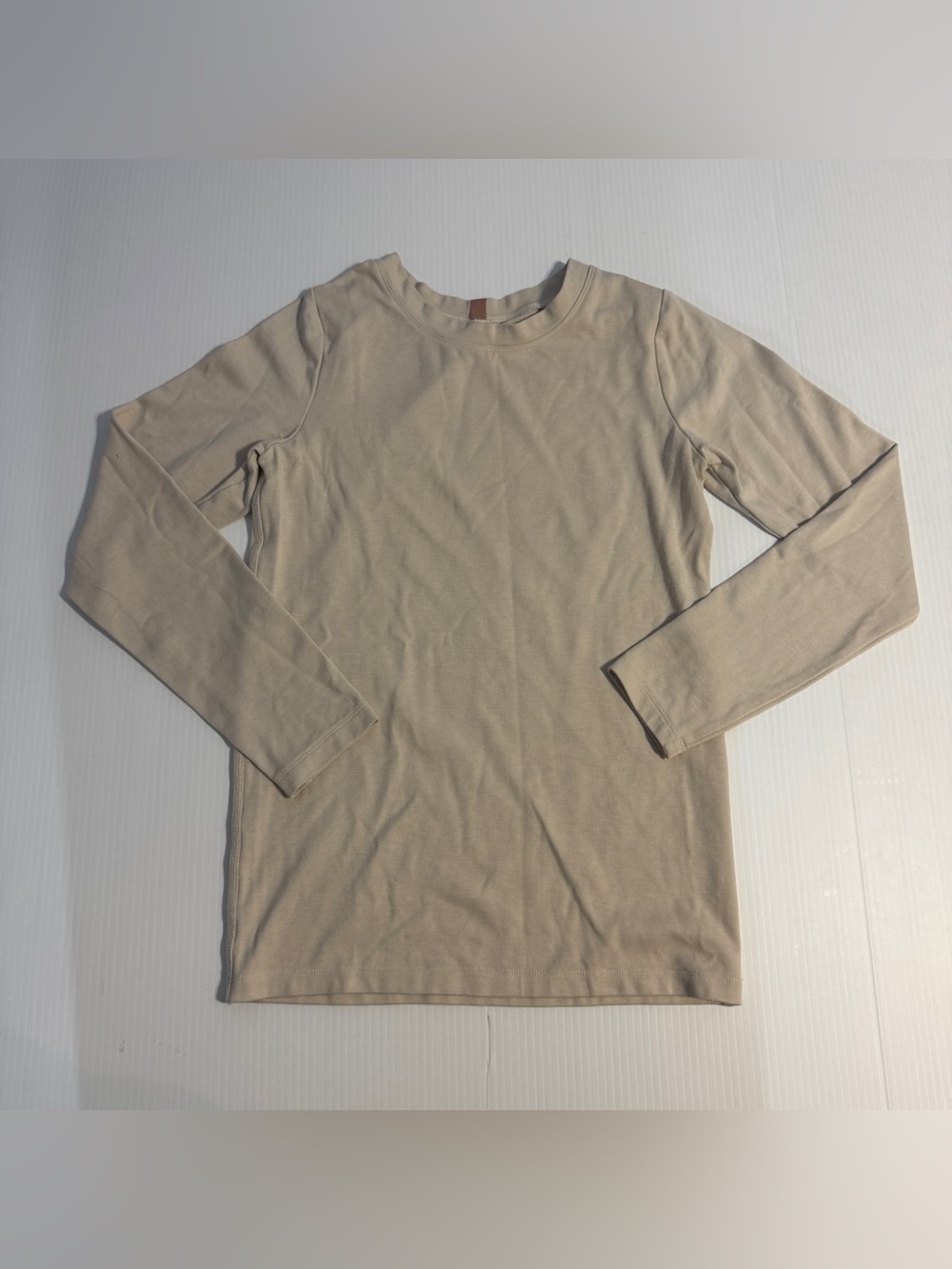 Lunya Pima Cotton Sleep Tee Beige Long Sleeve Lounge Top Minimalist Medium